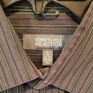 Kenneth Cole Reation dress shirt. L 16, 32-33. Gray, black & green.